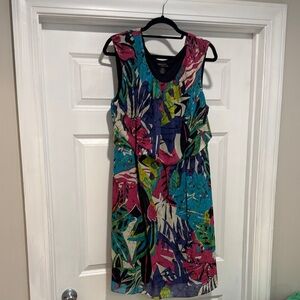 Robbie Bee Multicolor Tropical Print  Dress